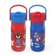 Zak Designs 18oz Harmony Sonic the Hedgehog Recycled Plastic Water Bottle for Travel or At Home, Leak-Proof When Closed with Straw Lid and Carry Handle, 2-Pack (Sonic, Tails, Shadow)